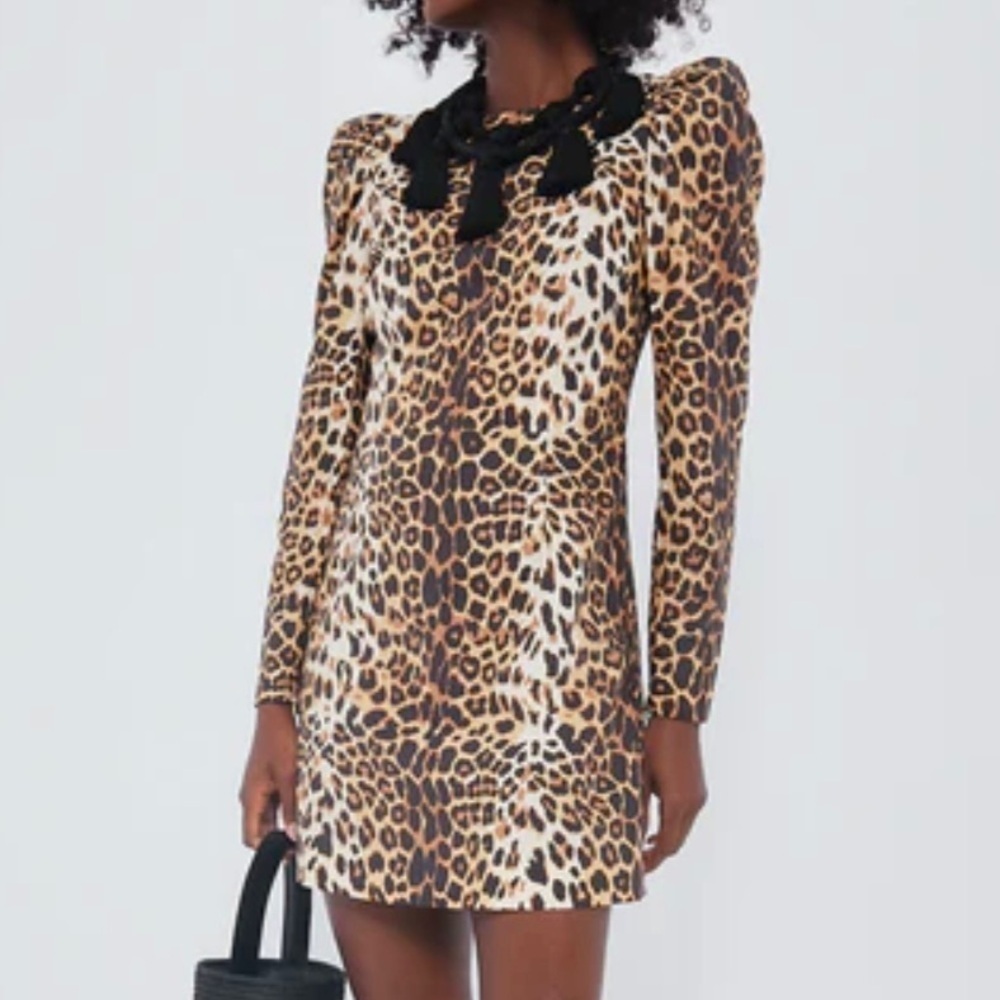 NEW Tuckernuck Domino Mini Dress Leopard Print Womens XXS Brown & Black Cocktail - Picture 2 of 13